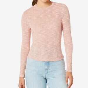 Free People Intimately Aura Pink Ribbed Cropped Layering Tee Medium
